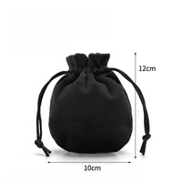 Pochette en velours noir miniature de luxe, acceptant le logo personnalisé, sac cadeau pour bijoux