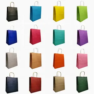 Aangepaste 190G Goedkope Kleurrijke Kraftpapier Boodschappentassen Voor Gift