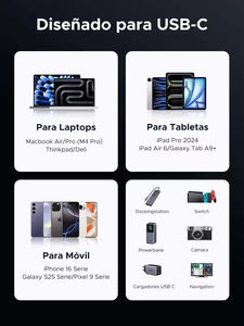 Câble UGREEN USB C vers USB C, USB4.0 GEN3 240W, câble de charge et de transmission de données en nylon tressé en aluminium, 3,3 pieds, 8K 60Hz - Product Image 2