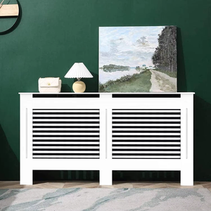 Meuble <span class=keywords><strong>cache</strong></span>-<span class=keywords><strong>radiateur</strong></span> en bois <span class=keywords><strong>MDF</strong></span> blanc ou gris, design traditionnel croisé (<span class=keywords><strong>grille</strong></span> blanche, grand modèle) - Product Image 2