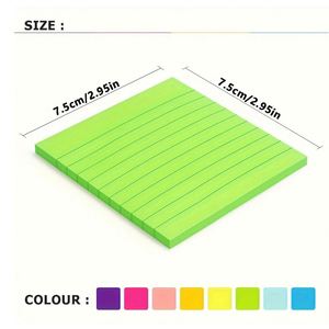 Bloc de Notas Adhesivas con Líneas, 3x3 Pulgadas, 4 Blocs, 45 Hojas/Bloc, Colores Brillantes, Material Escolar - Product Image 2