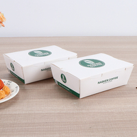 Boîte alimentaire jetable en carton blanc avec impression de logo personnalisé pour poulet frit, frites, livraison rapide, restaurant