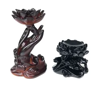 Groothandel Custom Mooie Kristallen Bol Stand Houten Lotus Bol Houder Voor Meditatie Decoratie