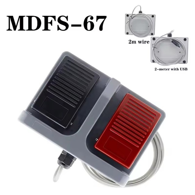 Large Size Foot Switch MDFS-67 Dual Foot Switch 2-Meter Long with USB Interface, With 10A/220V AC Wire Self Resetting