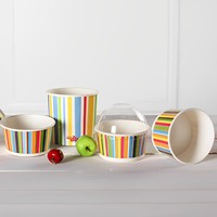 Design personnalisé bol à salade motif animal crème glacée tasse à dessert en papier avec cuillère à couvercle rond