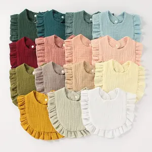 2023 Hot Selling Organic Cotton Baby Bandana Bibs 100% Cotton Adjustable Ruffle Bibs for Infants and Children OEM Supply