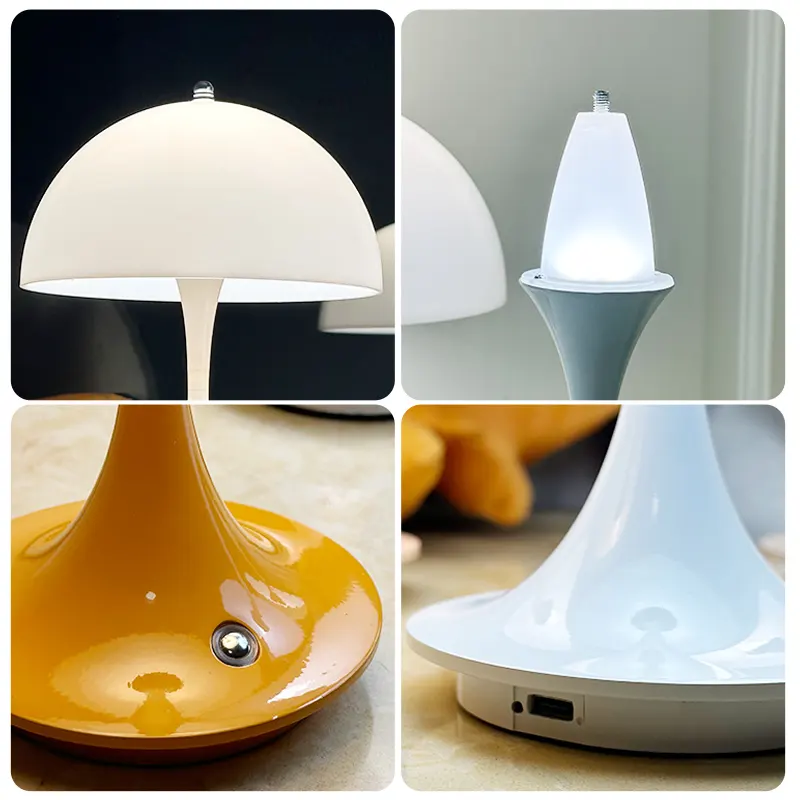 Mushroom Flower Bud Rechargeable LED Table Lamps Desk Night For Bedroom Dining Touch Night Light Simple Modern Decoration