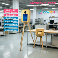 Photomaton commercial double face en bois avec écrans tactiles doubles de 18,5 et 14 pouces, PC Windows, pour la location d'équipements événementiels