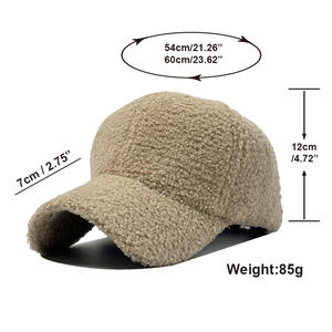 秋冬アウトドアレジャー暖かいサンハット新作100％コットン無地6パネルコーデュロイ野球帽ダックビルキャップユニセックス - Product Image 2