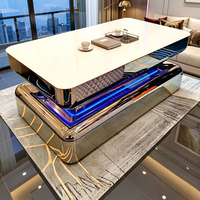 Table de bar haut de gamme en marbre et acier inoxydable pour hôtels, design contemporain, durable et élégante, luxe