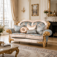Ensemble de canapés de luxe européens avec cadre sculpté orné, couleurs personnalisables, rembourrage classique pour salon, intérieur de villa