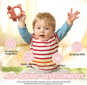 Juguetes de Silicona Suave de Grado Alimenticio para Bebés, para Aliviar las Encías Doloridas, Pulsera de Dentición con Forma de Oso, Conejo y Dinosaurio para Recién Nacidos - Product Image 3