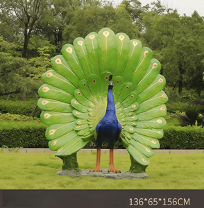 Tuinsimulatie Pauw Fiberglass Sculptuur - Huishoudelijk product Vogelornament voor huisdecoratie - Product Image 2