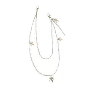 Cadena para Pantalones con Hoja de Arce Blanca, Aleación de Doble Capa, Accesorio de Cintura de Moda Hip Hop, Uso Diario, Primavera 2025 - Product Image 4