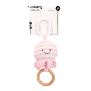 Sunnozy Factory Großhandel Neugeborene neue Wolle Octopus Holz Pull Ring Plüschtiere