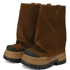 Women Thick Platform Half Knee Boots Fur Overlay Upper Mid-calf <b>Booties</b> Round Toe on Suede Camouflage Flat Shoes - Product Image 4