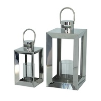 Foryoudecor Brand New European Brevet exclusif lanterne à bougie en acier inoxydable lanterne chromée lot de 2