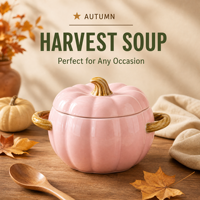 Soupière en céramique en forme de citrouille avec couvercle, logo personnalisé, pot à gratin coloré pour Thanksgiving, cadeau d'Halloween, commande en gros