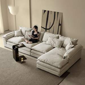 Sofá en Forma de <span class=keywords><strong>L</strong></span> de Diseño Moderno y Creativo de Lujo, Sofá de Salón Color Crema con Área de Descanso, Conjunto de Sofá Esquinero en Forma de <span class=keywords><strong>L</strong></span> para el Hogar - Product Image 1