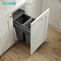 NUOMI Poubelle de cuisine avec cadre en fil plat à montage inférieur, armoire à tiroirs, conteneur à déchets, poubelle en plastique à double tirette
