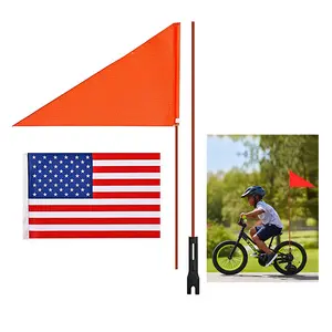 Sepeda oranye iklan kustom bendera sepeda keselamatan anak bendera spanduk panji sepeda dengan tiang serat kaca