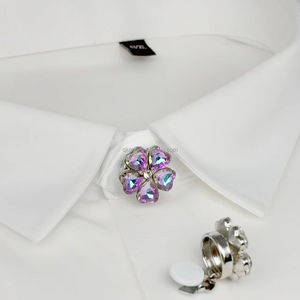 光沢のあるハート型ボタンカバー6色5葉ラインストーンシルバー銅ベースビジネスギフトカフスボタン - Product Image 5