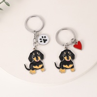 Porte-clés Pinduoduo en alliage de zinc non imprimé pour animaux de compagnie - Motifs Teckel, Corgi, Cœur, Empreinte de Patte - Style Américain pour les Fêtes
