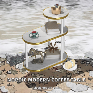โต๊ะกาแฟโลหะสไตล์นอร์ดิกสุดหรู โครงเหล็กแข็งแรง ทนทาน ดีไซน์อเนกประสงค์ เคลื่อนย้ายได้ เหมาะสำหรับใช้ในอพาร์ทเมนต์ ห้องนั่งเล่น และห้องนอน - Product Image 2