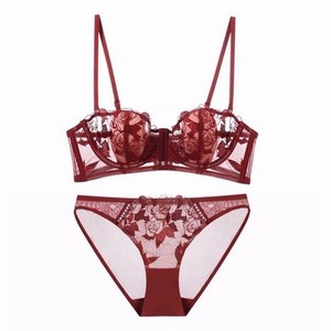 Factory Sexy Lace <b>Bra</b> and Brief Set Rose Embroidery <b>See</b> <b>Through</b> Lingerie Women Sexy Underwear Set - Product Image 6