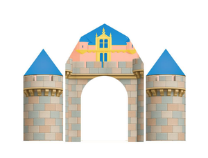 Blauer Schlossbogen-Hintergrundbezug für Prinzen-Geburtstagsfeier-Dekoration, Elastischer Spandex-Bogenstoff-Hintergrund für Jungen-Babyparty - Product Image 1