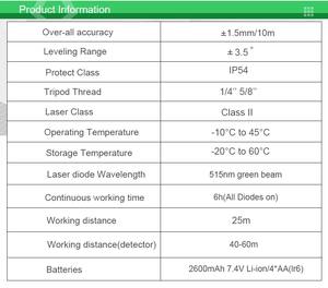 HueparDT03CG電子セルフレベリング3Dグリーンレーザーレベル3x360クロスライン3面レベリングアライメント-デュアルスロープ機能 - Product Image 4