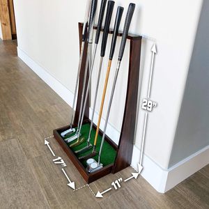 Support de putter de golf en bois de qualité supérieure, présentoir d'intérieur pour 6 clubs, disponible en noir, brun naturel, blanc - Product Image 4