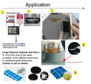 Tái sử dụng có thể giặt Silicone dính Mat 1mm Polyurethane dính hai mặt cao <span class=keywords><strong>tack</strong></span> Gel tấm - Product Image 3