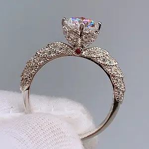 Anel de penas de moissanite, com mesma cor, corações e flechas, goddess, confissão, proposta, simulação, anel de diamante de carat para mulheres