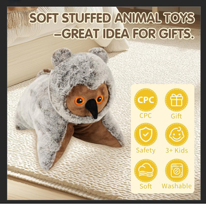 Piel agradable a la piel botón oculto <span class=keywords><strong>boca</strong></span> puntiaguda bordado ojos marrón dibujos animados búho almohada decoración del hogar 15 pulgadas búho juguete <span class=keywords><strong>de</strong></span> peluche grande - Product Image 2