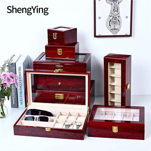 Usine personnalisé montre organisateur de stockage rectangulaire fenêtre transparente montre-bracelet emballage boîte de montre en bois 6 fentes avec tiroir - Product Image 4