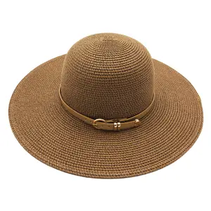 Chapeaux de soleil en paille avec ceinture, grande Protection solaire colorée de styliste de mode d'été de plage unisexe pour filles et femmes 2023