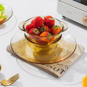 Bol en verre Mezo 400 ml, double poignée, ambre, résistant à la chaleur, pour usage domestique - Product Image 1