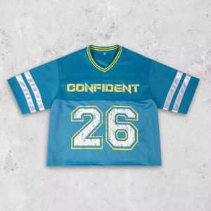 Maillots de football américain rétro personnalisés en tissu mesh respirant à manches courtes, grande taille, design imprimé, livraison rapide - Product Image 4