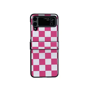 Giả da màu checkerboard mô hình điện thoại di động Trường hợp đối với samsung có thể gập lại zflip 3/4/5 zfold 3/4/5 điện thoại di động trường hợp