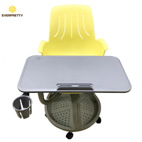 Chaise de formation mobile avec bureau d'écriture, porte-gobelet et roulettes pour salles de classe, bureaux et salles de formation - Vente en gros