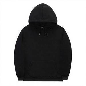 Black Solid 100% Cotton Woven <b>Men's</b> Autumn Hoodies with Silk Screen Printing Best Workout Hoodies Ziakot industry Manufacturer - Product Image 2