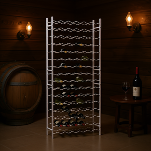 Estante para vinos de metal blanco, 96 botellas, resistente al óxido, diseño moderno para almacenamiento en el hogar o bar. - Product Image 2
