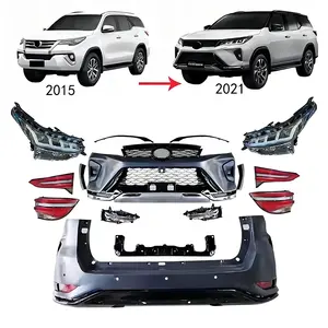 丰田Fortuner 2015-2020升级2021车身套件转换的前后保险杠前照灯尾灯面套件