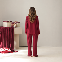 Ensemble de pyjama en coton modal tricoté doux, confortable, décontracté, durable et lavable, haut de gamme, sur mesure pour femmes