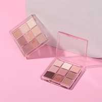 Palette de fards à paupières carrée nude 9 couleurs en gros, maquillage végétalien à marque privée, fard à paupières pailleté