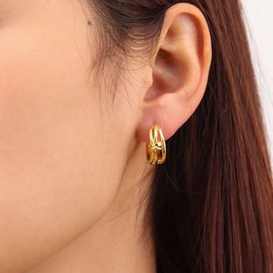 Chris April แผ่นทอง925เงินสเตอริงนอตลวดต่างหูห่วง - Product Image 2