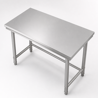 Table de travail / plan de travail en acier inoxydable sur mesure 1500-1800 mm, à un seul niveau, soudée, pour cuisine de restaurant et préparation alimentaire