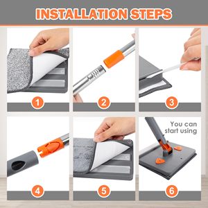 Baseboard Cleaner Tool with Handle Adjustable Baseboard Cleaning Tool Baseboard <strong>Mop</strong> with 6 Cleaning Pads <strong>Wall</strong> Cleaner <strong>Mop</strong> - Product Image 4