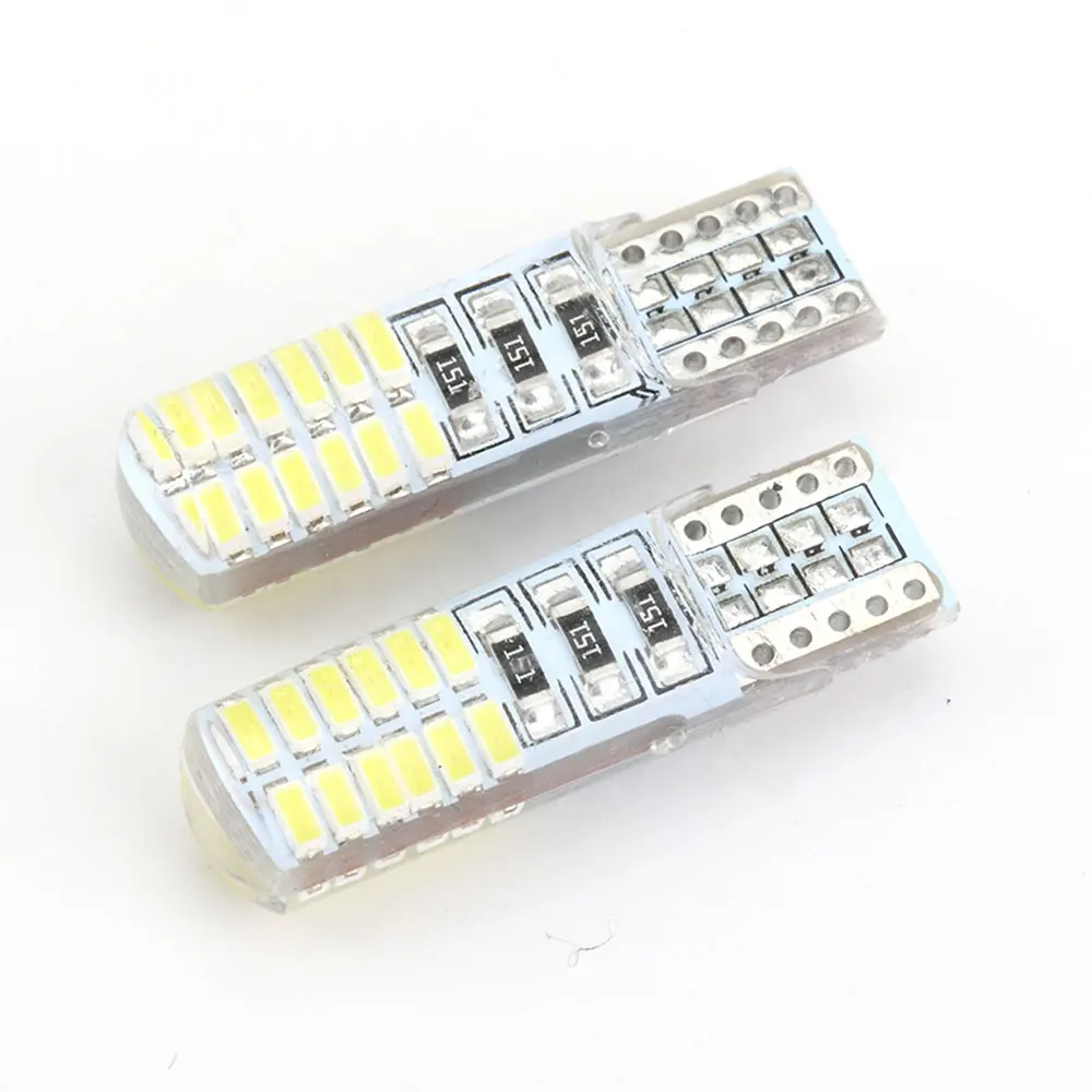 רכב LED T10 24led הסיליקון W5W אות הנורה הפנים אור 12V אוטומטי קריאת לוחית רישוי תא מטען טריז צד חניה מנורת 24SMD